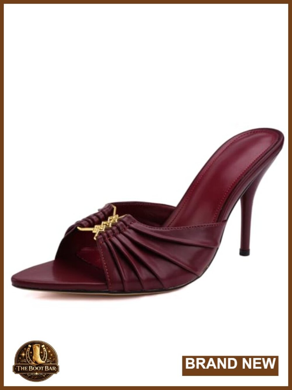 Women's Stiletto Mule Sandals Pointed Toe Slip On Faux Leather High Heel Dress